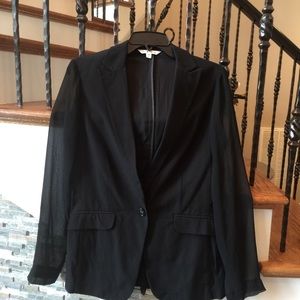 Cabi Black Sheer Sleeve Single Button Blazer